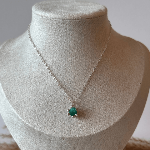 Necklace Uñas Emerald Silver