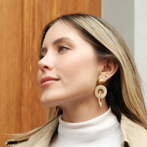 Ohrring Doble Laguna Metalico Topo Gold