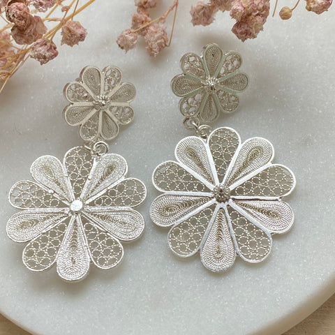 Ohrring Flor Doble Silver in Silber von CosaLinda