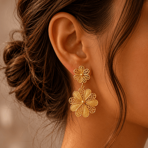 Ohrring Flor Doble Gold