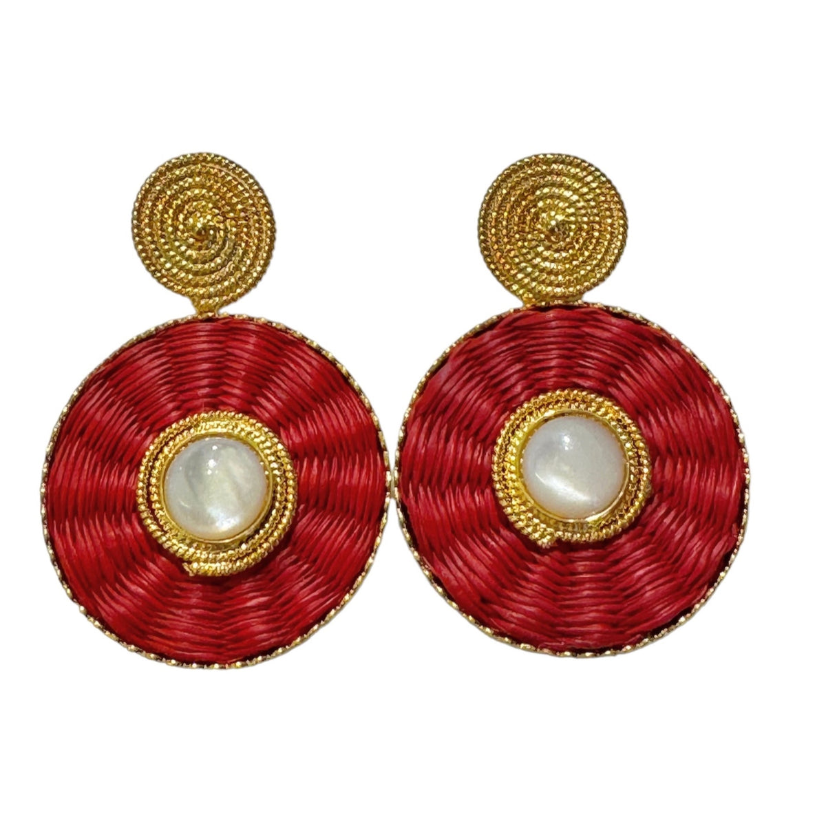 Ohrring Iraca Lucky Eye Pearl Earrings Rot