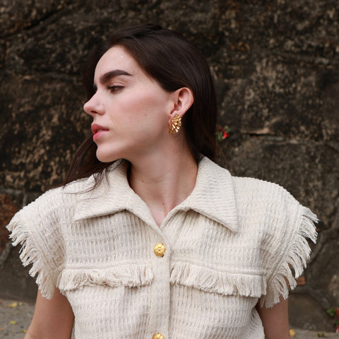 Palm Leaf Earrings Gold