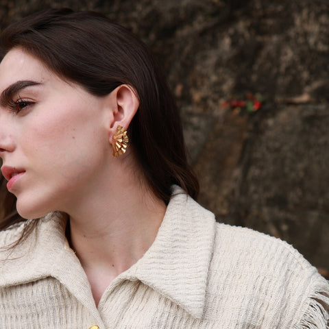Palm Leaf Earrings Gold