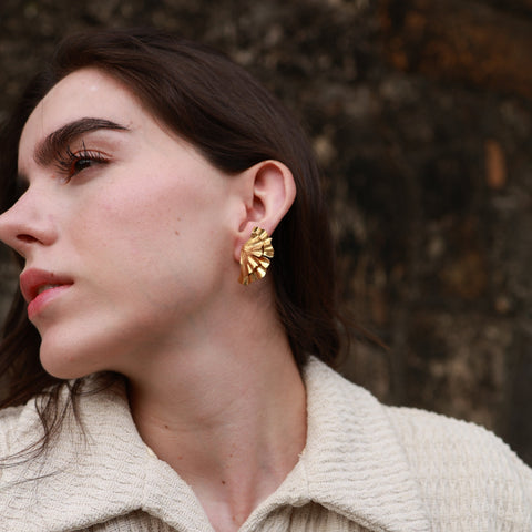 Palm Leaf Earrings Gold
