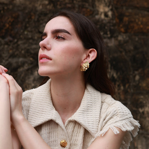 Palm Leaf Earrings Gold