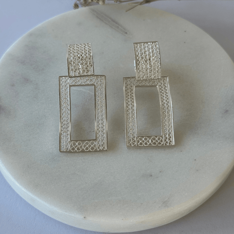 Rectangle Earrings Silver