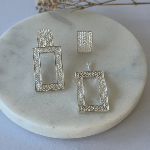 Rectangle Earrings Silver