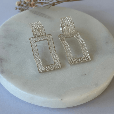 Rectangle Earrings Silver