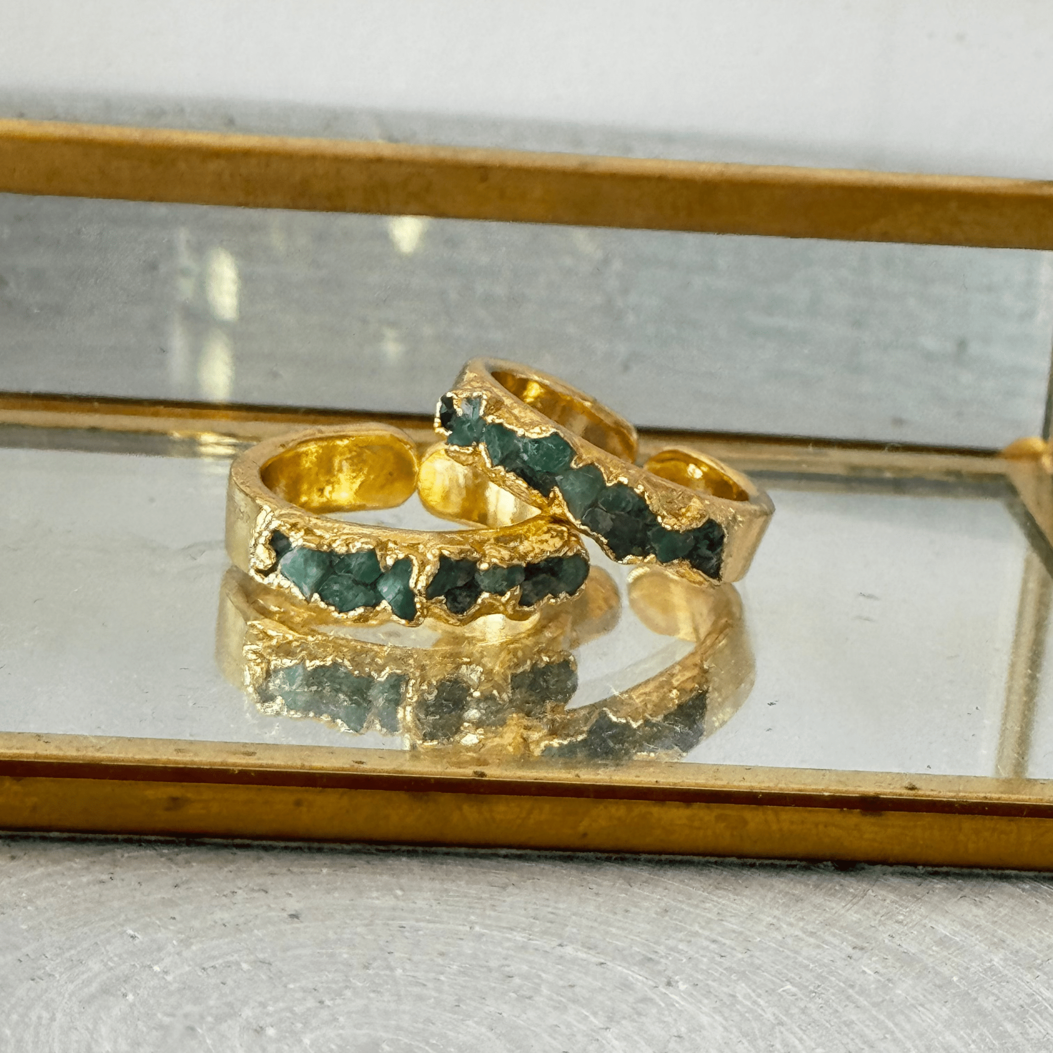 Ring Double Emerald Adjustable