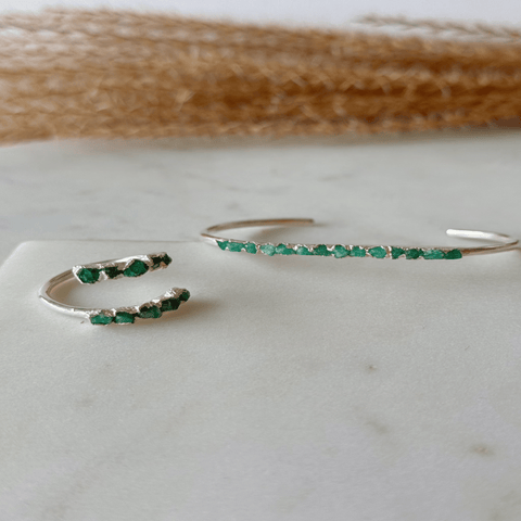 Ring Espiral 10 Emeralds Silver