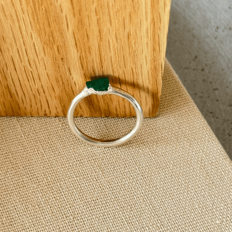 Ring Single Emerald Silver