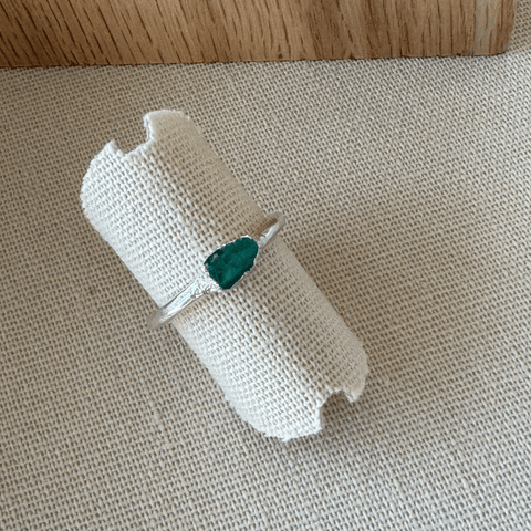 Ring Single Emerald Silver