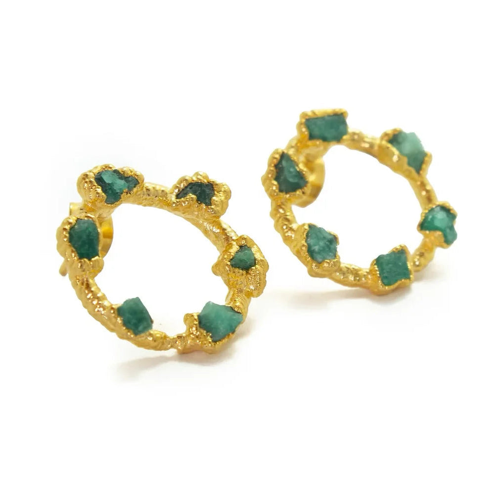 Stud Circle 6 Emerald Fusion 1.5cm