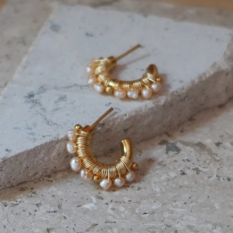Faro Small Pearl Hoops