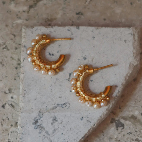 Faro Small Pearl Hoops