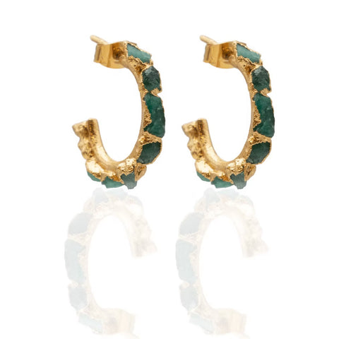 Earrings 4cm Emerald Hoops