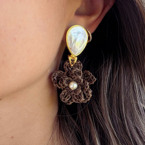 Shell Garden Iraca Flower Earrings