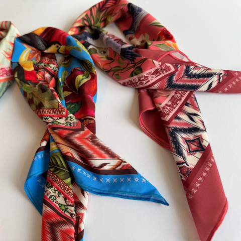 Foulard mit japanischem Kranich-Motiv – Grullas, Polyester, handgemacht