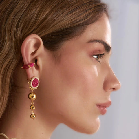 Adva Drop Mini Earrings in Pink/White