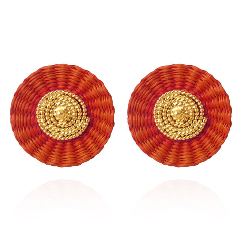 Ohrring Iraca Studs in Coral